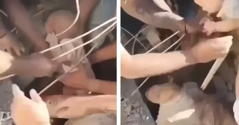 7,4 lük depremde mucizevi kurtuluş: Birkaç aylık bebek enkazdan böyle kurtarıldı