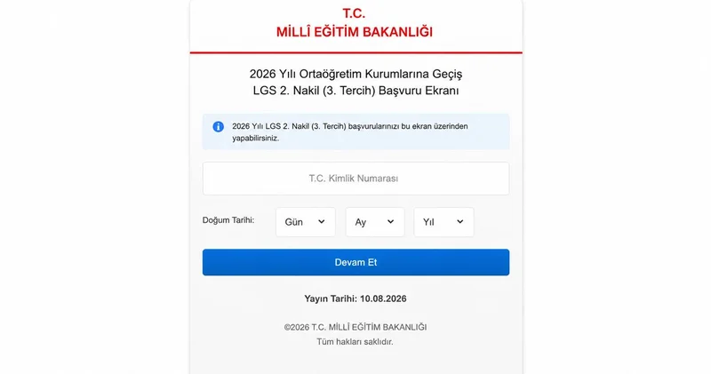 LGS 2.NAKİL TARİHLERİ MEB ile 2026 LGS 2.nakil (2.tercih) başvuruları nasıl, nereden yapılır? İşte LGS 2. nakil başvuru ekranı