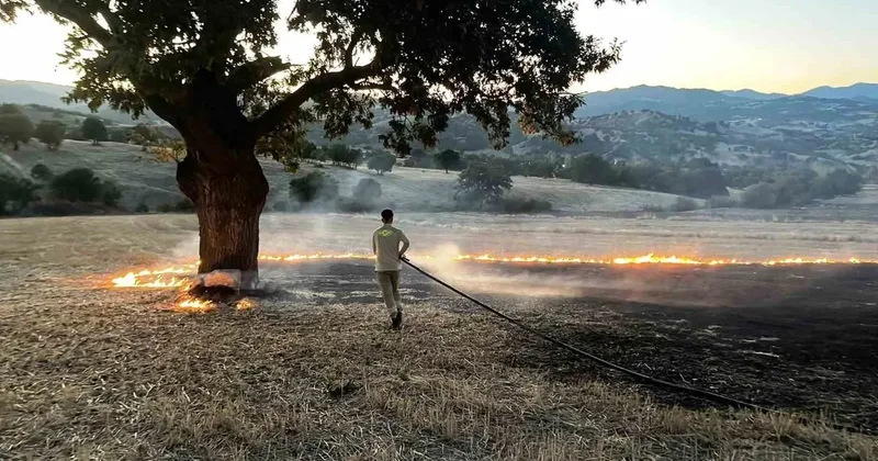 Hisarcık’ta anız yangını: 1 hektar alan zarar gördü