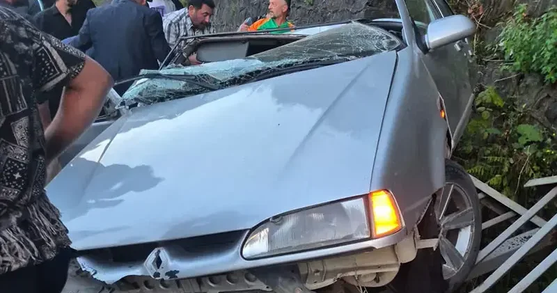 Artvin de otomobil istinat duvarına çarptı: 3 yaralı