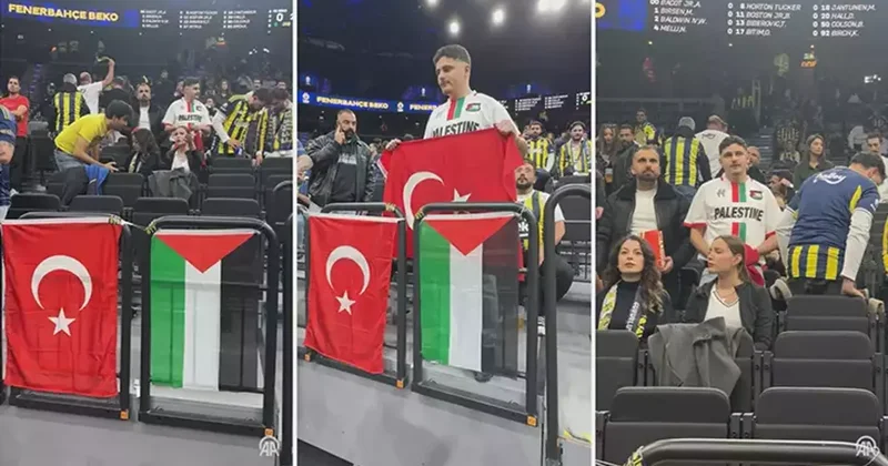 Fenerbahçe Beko taraftarlarından İsrail ekibi Maccabi Rapyd e Filistin tepkisi Fanatik Spor Haberleri Video