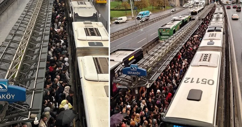 İstanbullunun metrobüs çilesi! Yoğun kuyruklar oluştu: Ulaşım durma noktasına geldi
