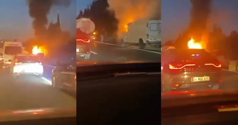 Beşiktaş ta panelvan alev alev yandı!