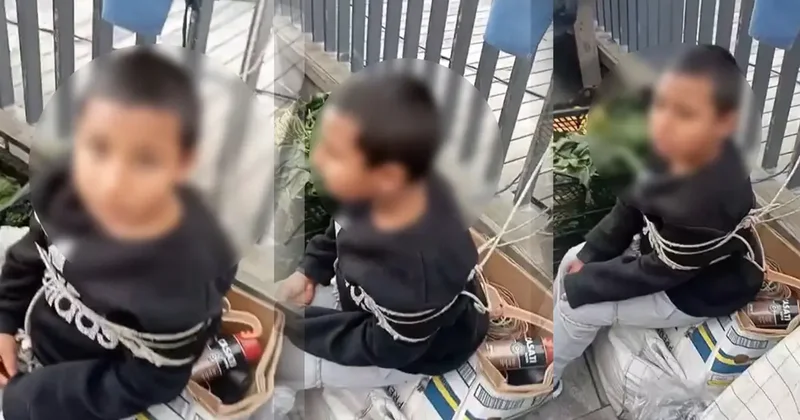 Eşofman çalan çocuğu herkesin ortasında iple bağladı: Seni anadan doğma edeceğim