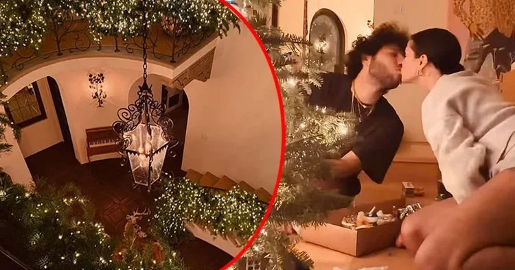 Yeni evlilerin yılbaşı heyecanı… Evlerini ışıl ışıl bir çiçek bahçesine çevirdiler