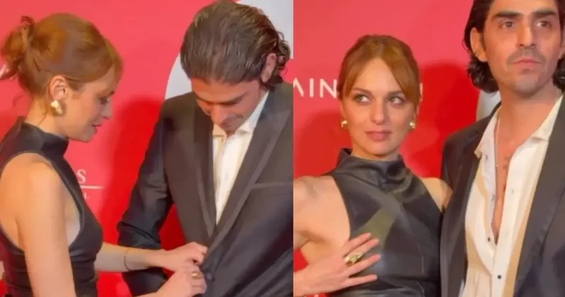 Poz sırasında samimi an! Nilperi Şahinkaya nın sevgilisine yaptığı hareket dikkatlerden kaçmadı