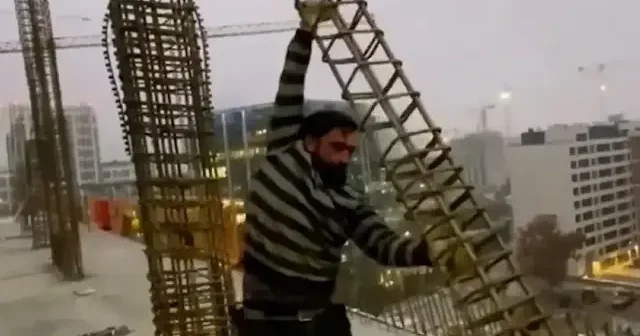 Belgrad’da Türk inşaat işçisinin güç gösterisi dikkat çekti VİDEO İZLE