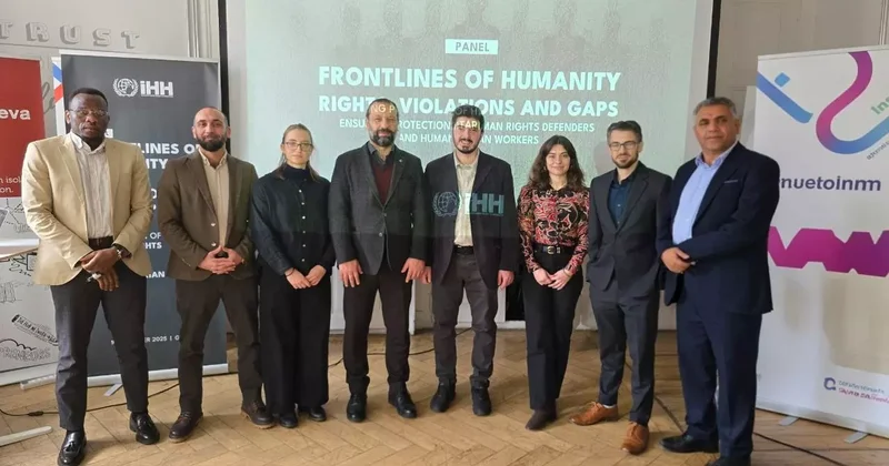 İHH’dan Cenevre’deki Birleşmiş Milletler Genel Merkez Binası önünde basın açıklaması