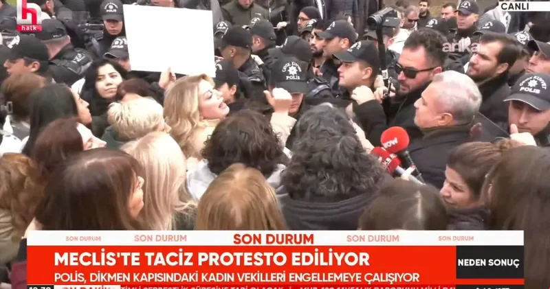 Son dakika Meclis te taciz protestosu! Polislerden kadın vekillere engel