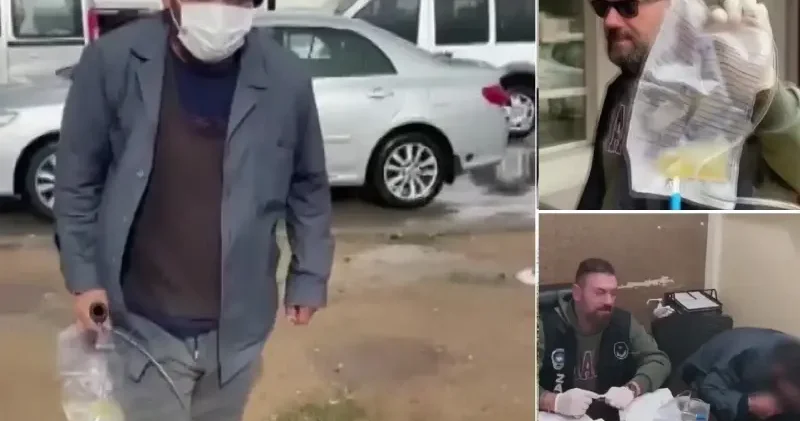 Sonda tüpüne meyve suyu koyup dilencilik yapan şahıs yakalandı Adana Haberleri