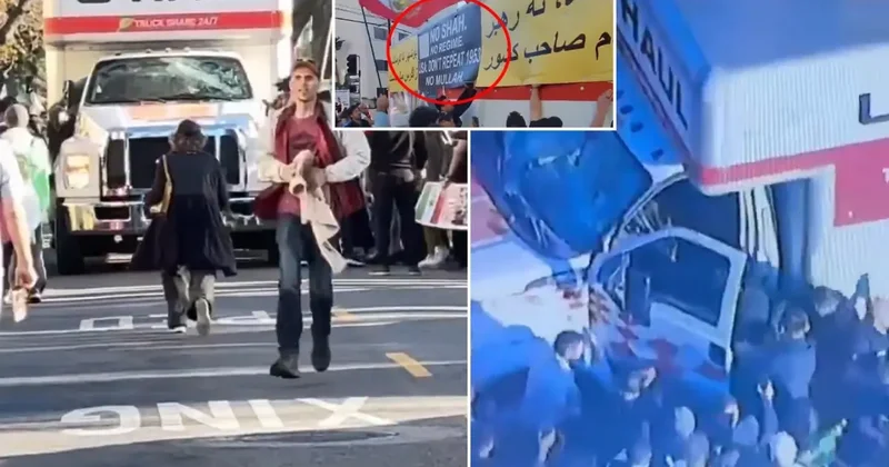 ABD deki İran protestosuna kamyonla daldı! Çok sayıda yaralı var