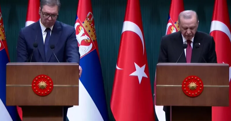 Cumhurbaşkanı Erdoğan, Sırbistan lideri Vucic ile Ankarada ortak basın toplantısında konuşuyor
