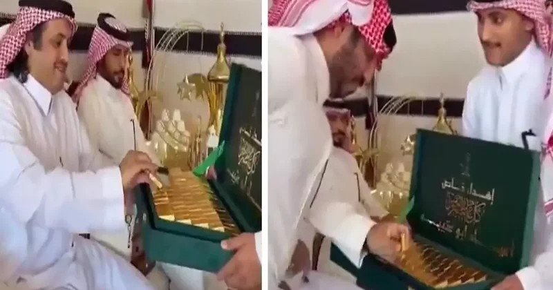 Gelin in erkek kardeşi, damadın ailesine 24 ayar altın külçe dağıttı