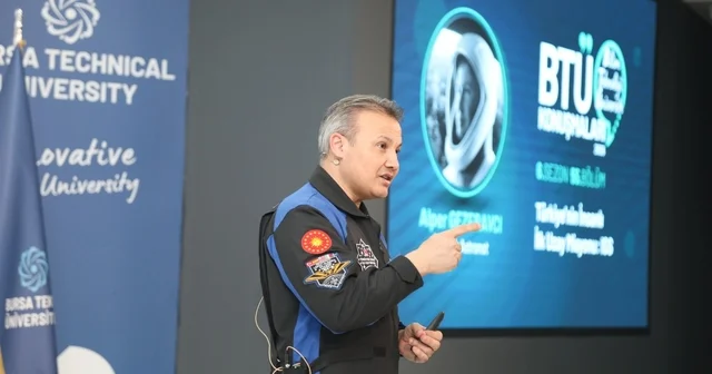 Türkiye nin ilk astronotu Alper Gezeravcı BTÜ öğrencileriyle buluştu Alper Gezeravcı BTÜ de uzay yolculuğunu anlattı: Bu bir başlangıç, hikâyeyi siz yazacaksınız Bursa Haberleri