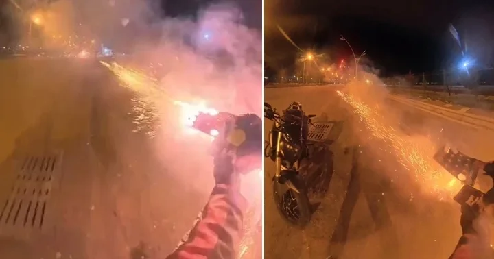 Havai fişekleri peş peşe arkadaşlarının üzerine ateşledi