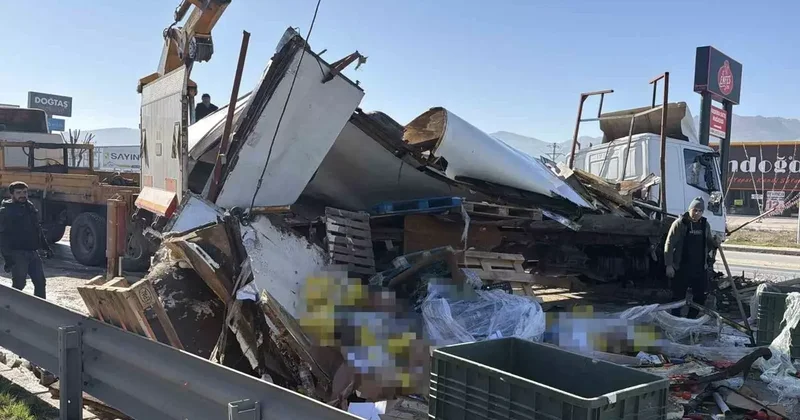 Gıda malzemesi yüklü tır refüje girdi: 1 yaralı