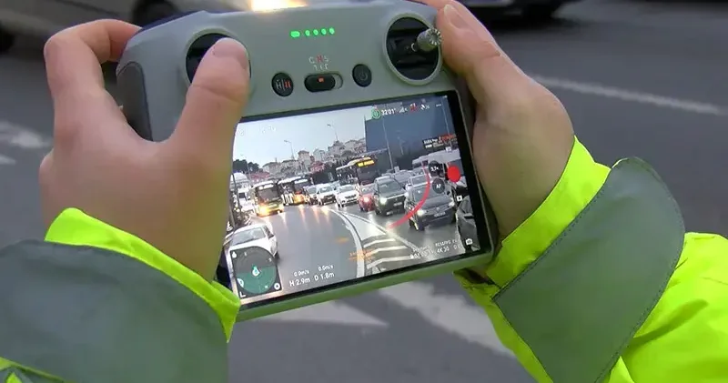 Ümraniye de dron destekli kaynak denetimi; 9 sürücüye ceza
