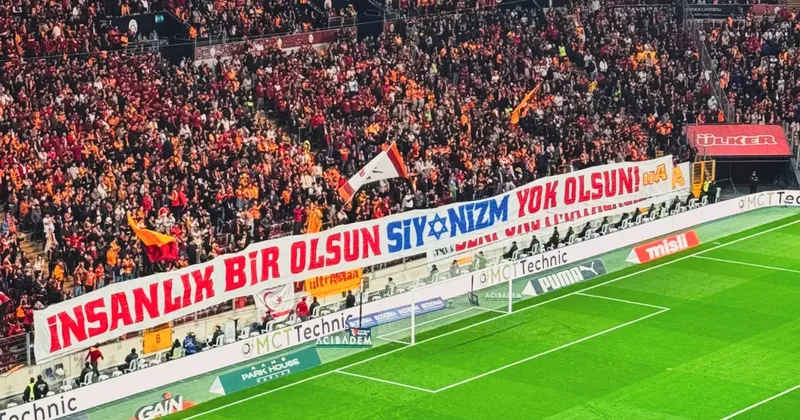 Galatasaray taraftarlarından anlamlı pankart! Siyonizm yok olsun