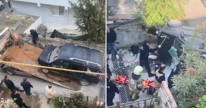 Bursa’da kaza yapan araç merdivenlerden yuvarlandı Bursa Haberleri