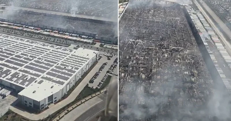 Patronuyla maaş tartışması yaşayan işçi, 1,2 milyon metrekarelik depoyu küle çevirdi