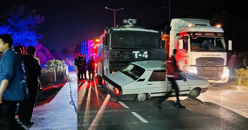 Bodrum da TOMA ile otomobil çarpıştı
