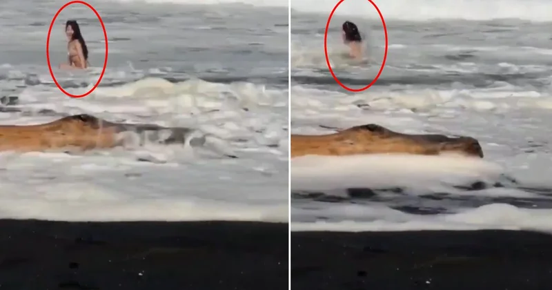 Video çeken fenomen akıntıya kapılarak gözden kayboldu