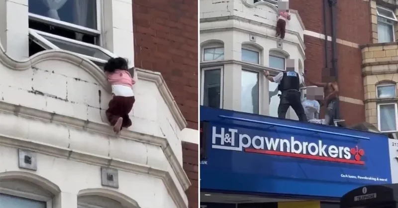 Londra da mucize kurtuluş, pencereden düşen küçük kızı son anda yakaladılar