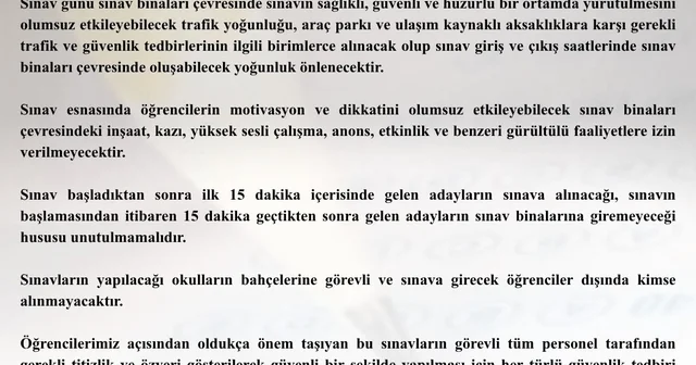 Tekirdağ Valiliği Duyurdu: Sınav saatlerinde gürültülü faaliyetlere yasak Tekirdağ Haberleri