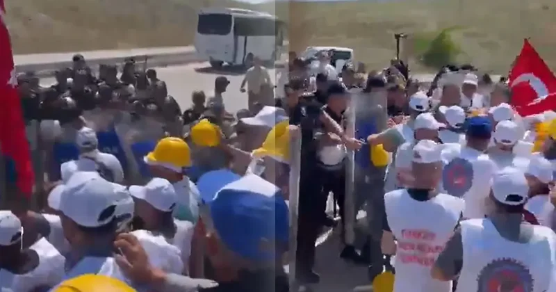 Sözler tutulmadı deyip Ankara ya geldiler! Polis ile madenciler arasında arbede