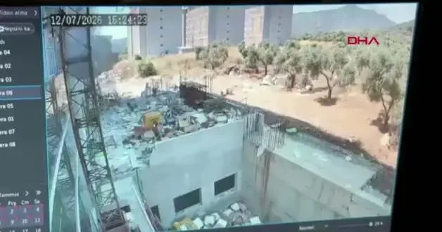 Aydın da çalıştığı inşaatta iskeleden düştü feci anlar kameralara yansıdı