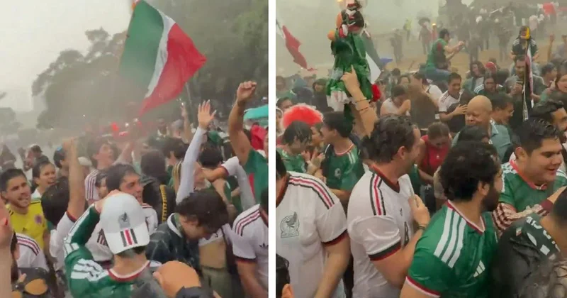 Sağanak yağmur da durduramadı! Meksikalılar galibiyeti böyle kutladı