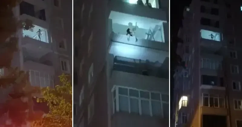 Beylikdüzü’nde balkon duvarına çıkıp dans eden kadın mahalleyi ayağa kaldırdı