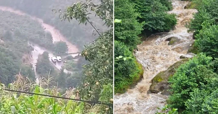Giresun da dere taştı: Anne ile 2 kızı ile sel sularına kapıldı