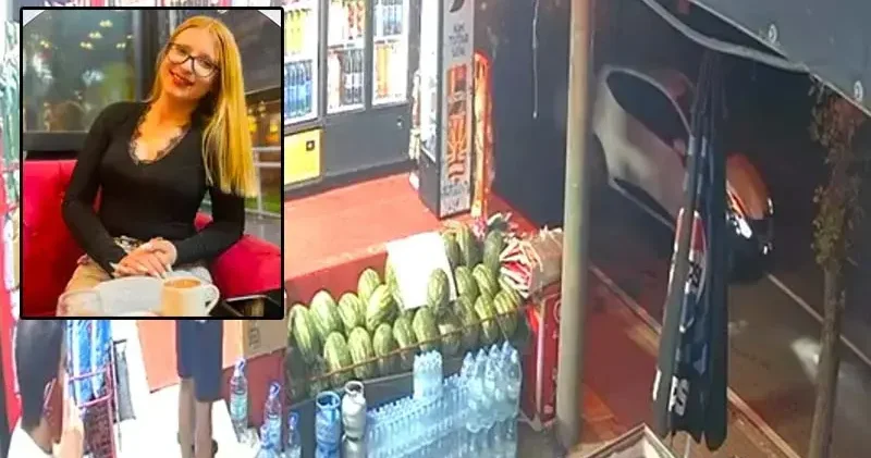 Otomobille çarpıp üzerinden geçtiği genç kız ağır yaralandı; o anlar kamerada