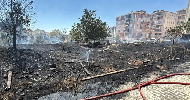 Ot yangınında alevler park halindeki araçlara sıçradı; 1 TIR yandı, 2 otomobil zarar gördü Tekirdağ Haberleri Habertürk Yerel Haberler