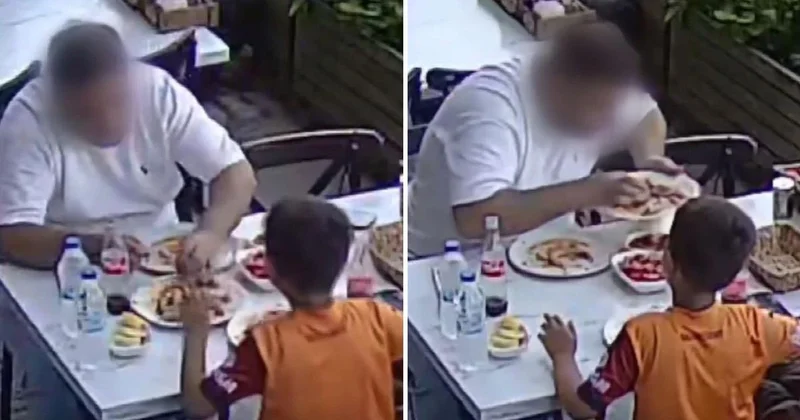 Kamera her şeyi kaydetti! Çocuğunun yanında yaptığı rezilliği bakın