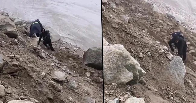 Ağrı Dağı nda korku dolu anlar: Dağcılar kaya kütlelerinden son anda kurtuldu