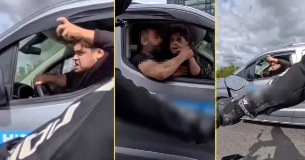 Hatalı sürücüden motosikletliye şoke eden tepki