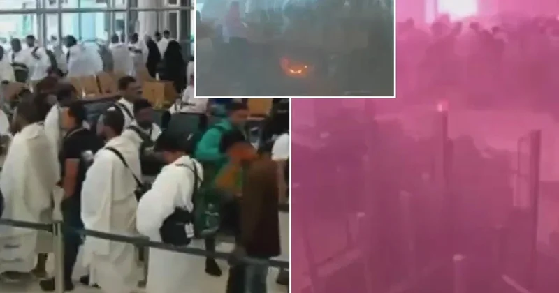 Umreciler uçuşa hazırlanırken havalimanına füze yağdı