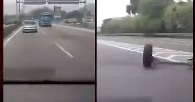 Malezya da seyir halindeki otomobilin tekerlekleri koptu