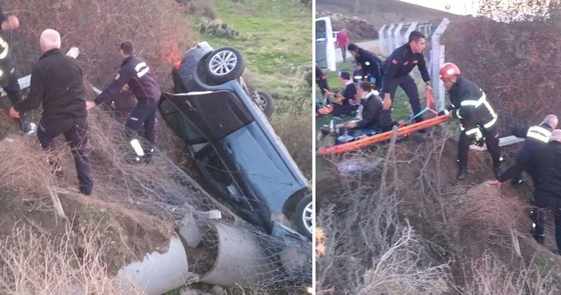 Aydın da feci kaza! 6 kişinin bulunduğu otomobil devrildi