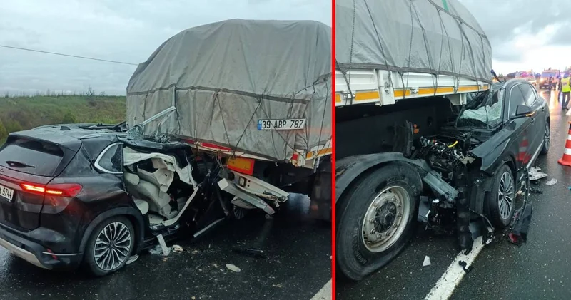 Otomobil arkadan çarptığı TIR’ın altına girdi: 3 yaralı