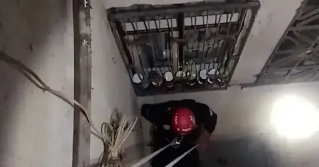 Havalandırma boşluğuna düşen ‘Tofu’yu itfaiye ekipleri kurtardı VİDEO İZLE