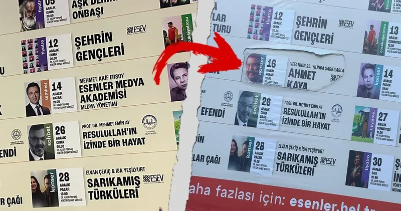 AKP li belediyenin etkinliğinde konuşacaktı! Mehmet Akif Ersoy un afişleri yırtıldı