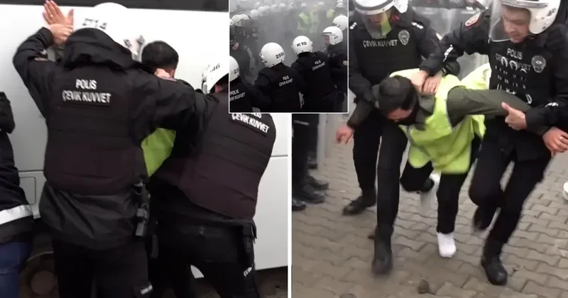 Bir garip tatbikat: Polisler meslektaşlarını coplayıp ters kelepçe taktı