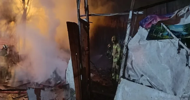 Bursa da baraka yangını: 1 kişi hastanede