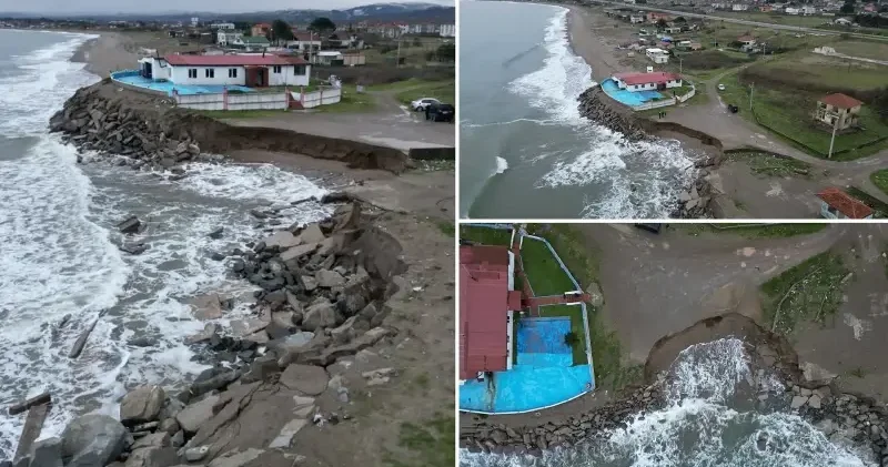 Sakarya da korkutan olay: Deniz 50 metre içeri girdi Sakarya Haberleri