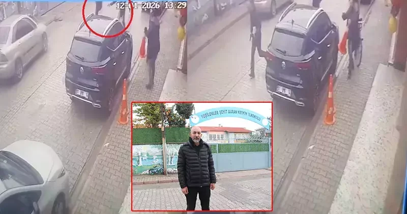 Çocuğunun eski öğretmenini darp edip, silahla ateş etti; o anlar kamerada