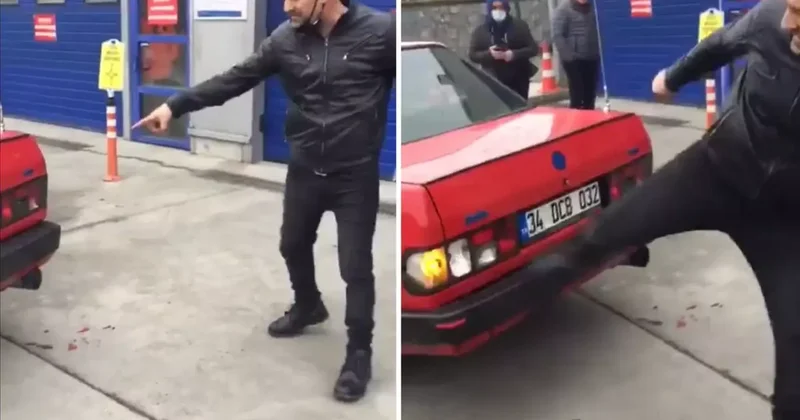 Sunulan gerekçeye öfkelenen vatandaş, TÜVTÜRK ün önünde sinir krizi geçirdi