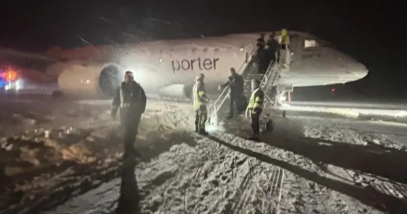 Kanada’da 64 kişinin bulunduğu yolcu uçağı karda kayarak pistten çıktı